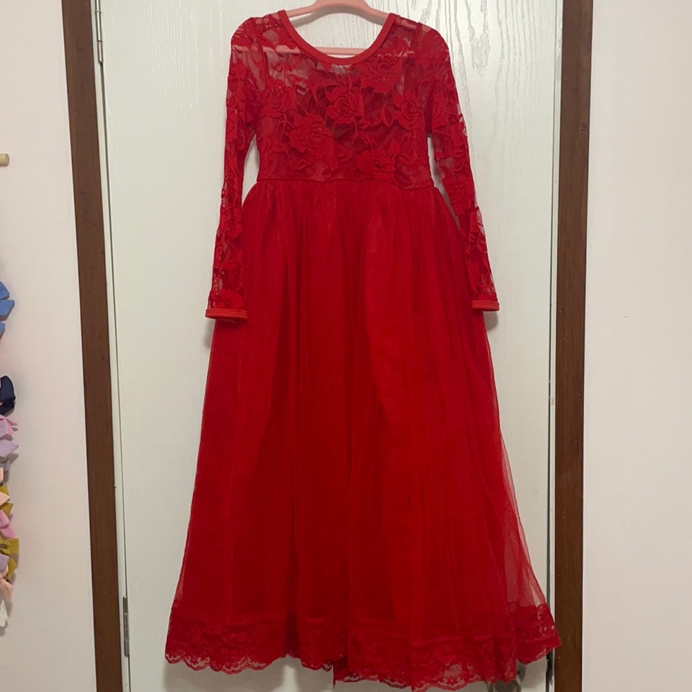 Long tulle and lace dress. Christmas dress. Valentines dress